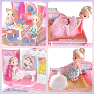 ست اسباب بازی خانه عروسکی 2 در 1 مدل کیف ویلایی 2in1 Portable Dollhouse Toy Playset with Carry Handle _اسباب بازی